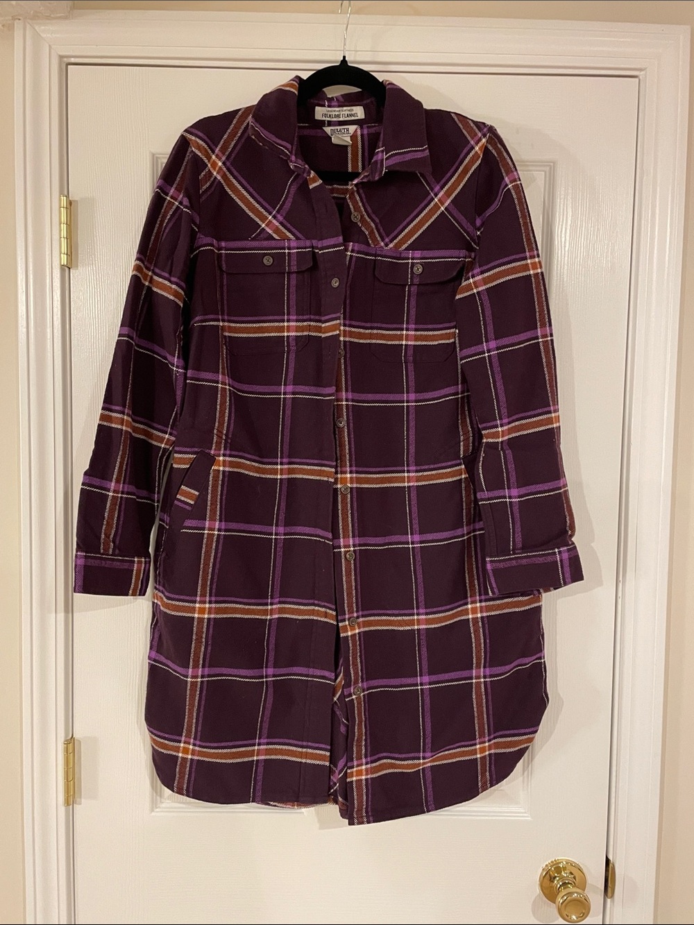 Duluth Trading Co Purple Plaid Button-Front Shacket